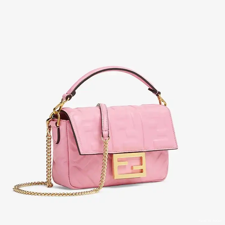Affordable HOT Pink Bag FF Mini Motif In Fendi Nappa Baguette Leather 0504